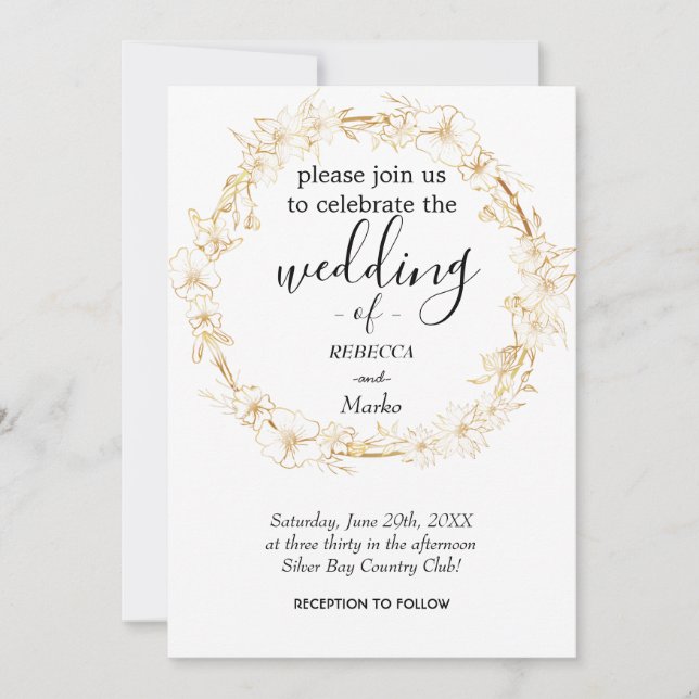 Une simple invitation en or blanc pour vous (Devant)