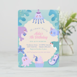 Une sirène de mer Invitation d'anniversaire