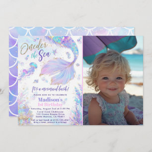 Une Sirène de mer Photo Anniversaire Invitation