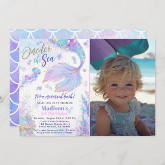 Une Sirène de mer Photo Anniversaire Invitation