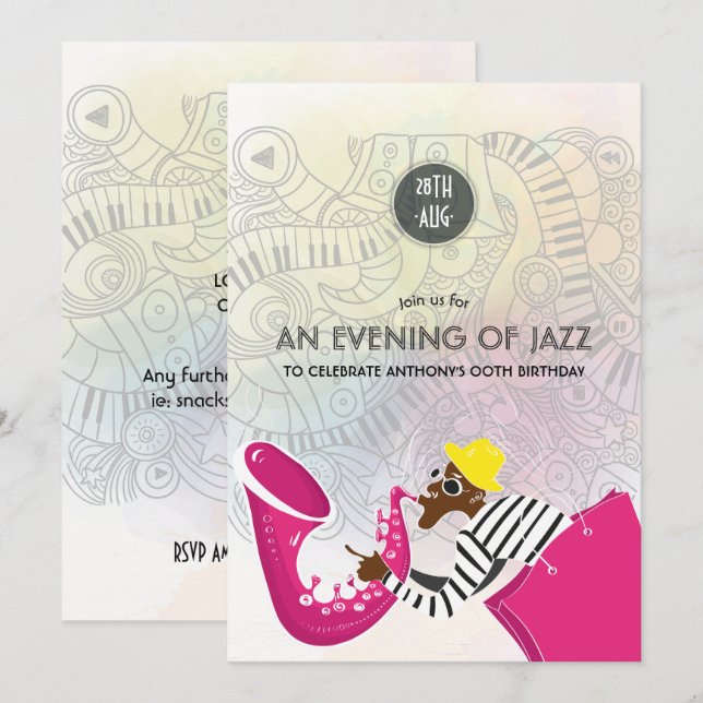 Une soirée de Jazz invitation de fête pour toute o (Devant / Derrière)