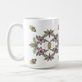 Une tasse avec fleurs et abeilles parfaites pour l