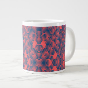 Une tasse blanche avec un motif géométrique rouge 