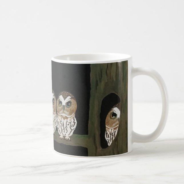 Une tasse représentant quatre petits hibou (Droite)