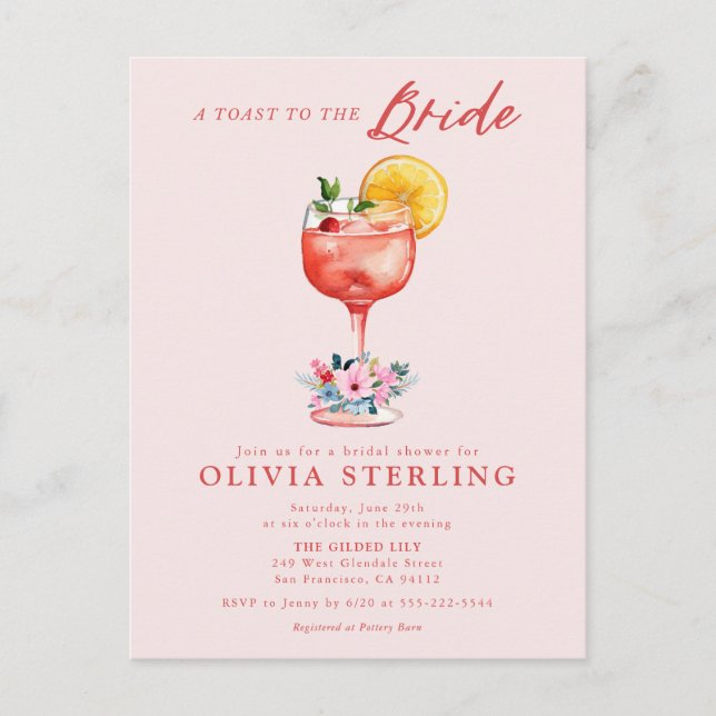 Une Toast à la Mariée Invitation de Fête de Fiança (Devant)