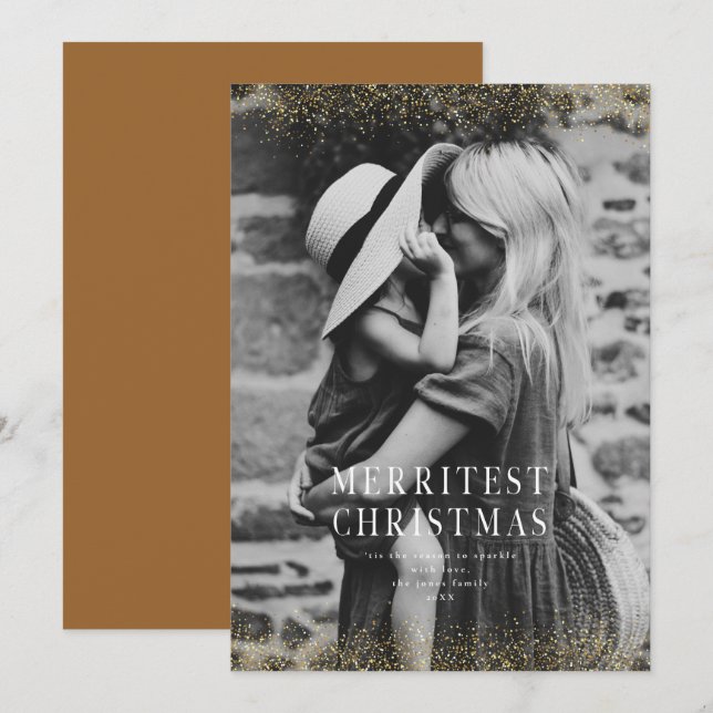 Une très scintillante carte photo de Noël Glitter  (Devant / Derrière)