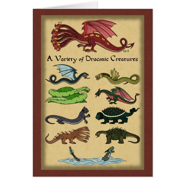 Une variété de créatures draconiennes Carte de voe (Devant)