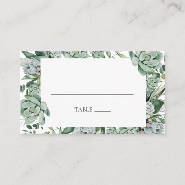 Une verdure succulente | Carte Mariage Green Flat (Devant)