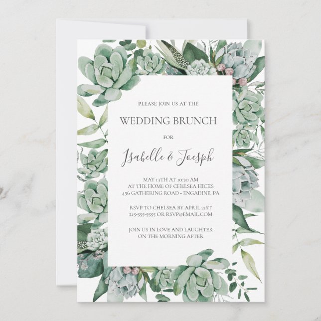 Une verdure succulente | Mariage Brunch Invitation (Devant)