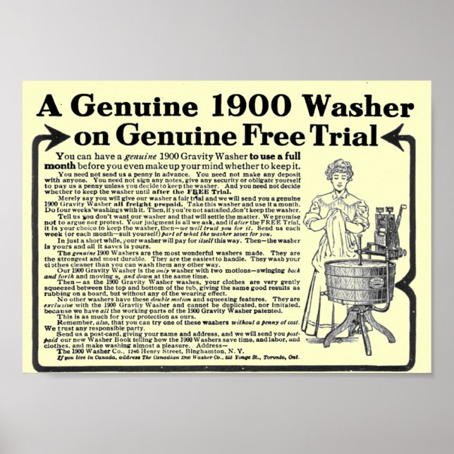 Une véritable affiche de Washer de 1900 (Devant)