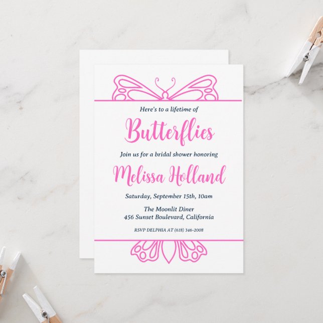une vie de papillons nuptiale invitation à la douc (Devant/Arrière en situation)