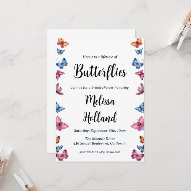 une vie de papillons nuptiale invitation à la douc (Devant/Arrière en situation)