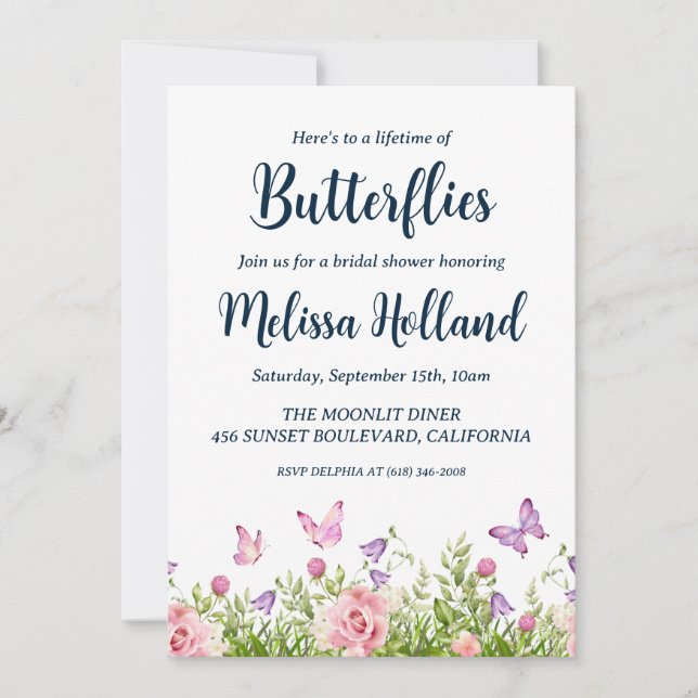 une vie de papillons nuptiale invitation à la douc (Devant)