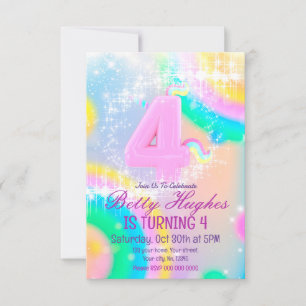 Unicorn 4e anniversaire Invitation
