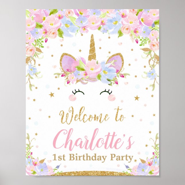 Unicorn Anniversaire Affiche de bienvenue Décor (Devant)