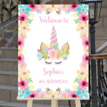 Unicorn Anniversaire Affiche de bienvenue Poster M