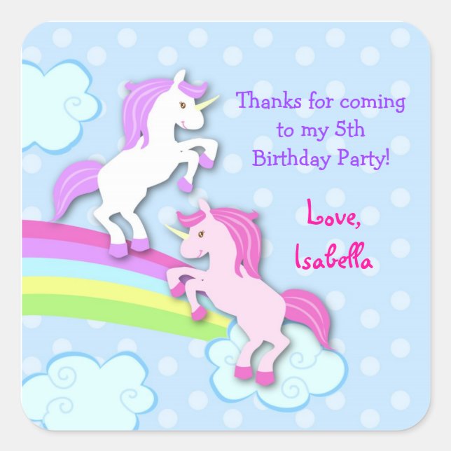 Unicorn Anniversaire Fête Favoriser Stickers (Devant)