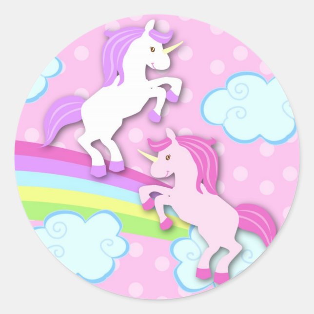 Unicorn Anniversaire Fête Favoriser Stickers (Devant)