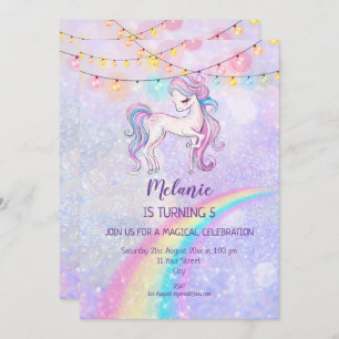 Unicorn Anniversaire Fête Fille Invitation