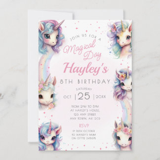 Unicorn Anniversaire Fête Invitation Jour magique