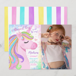 Unicorn Anniversaire Fête Photo Invitation