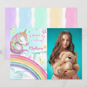 Unicorn Anniversaire Fête Photo Invitation