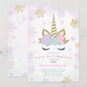Unicorn Anniversaire Invitation Hiver Unicorn Part