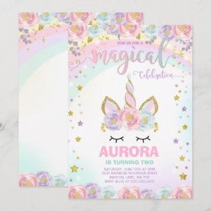 Unicorn Anniversaire Invitation Magique Unicorn Pa