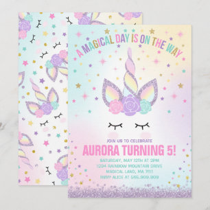 Unicorn Anniversaire Invitation Magique Unicorn Pa