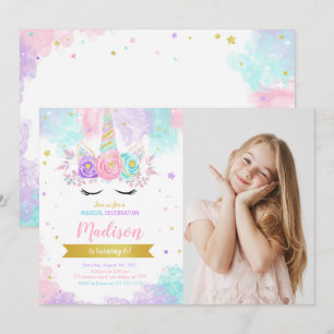 Unicorn Anniversaire Photo Invitation