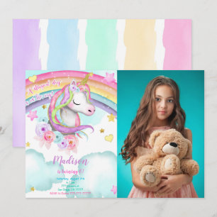 Unicorn Anniversaire Photo Invitation