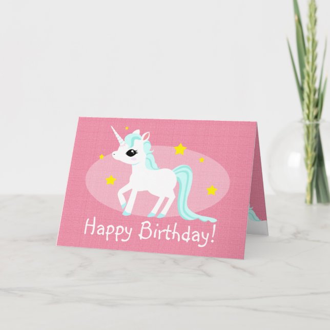 Unicorn anniversaire souhaits carte personnalisabl (Devant)