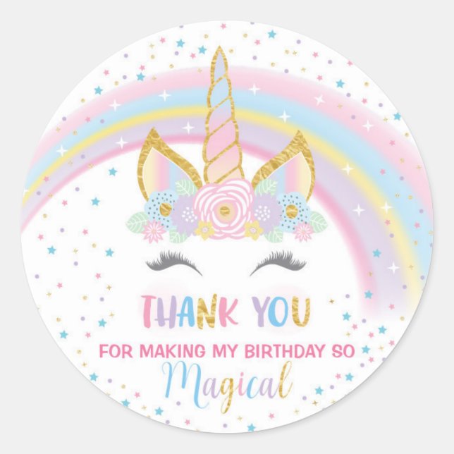 Unicorn Anniversaire Star Favoriser Stickers (Devant)