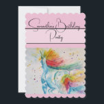 Unicorn Aquarelle Anniversaire Fête Invitation<br><div class="desc">Unicorn Conception de nom personnalisable,  avec un nom entièrement personnalisable. Conçu à partir de ma photo et de mon écriture de jardin d'origine.</div>