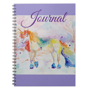Unicorn Aquarelle Peinture Girls Nom Carnet