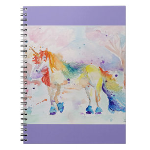 Unicorn Aquarelle Peinture Girls Nom Carnet