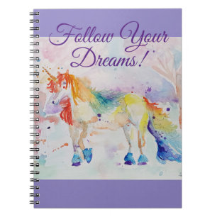 Unicorn Aquarelle Peinture Girls Purple Carnet