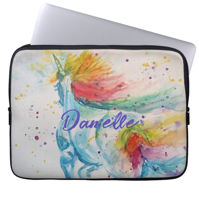 Unicorn Aquarelle Peinture Rainbow Girls Sac à dos (Devant)