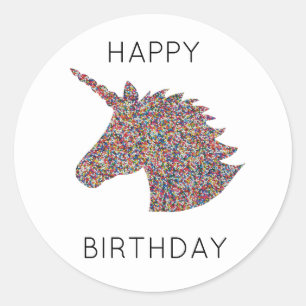 Unicorn arrose les joyeux Stickers de fête d'anniv