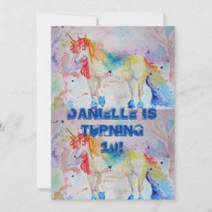 Unicorn Art Aquarelle Invitation Anniversaire