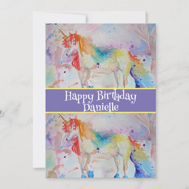 Unicorn Art Childs Girls Birthday Invitation (Devant)