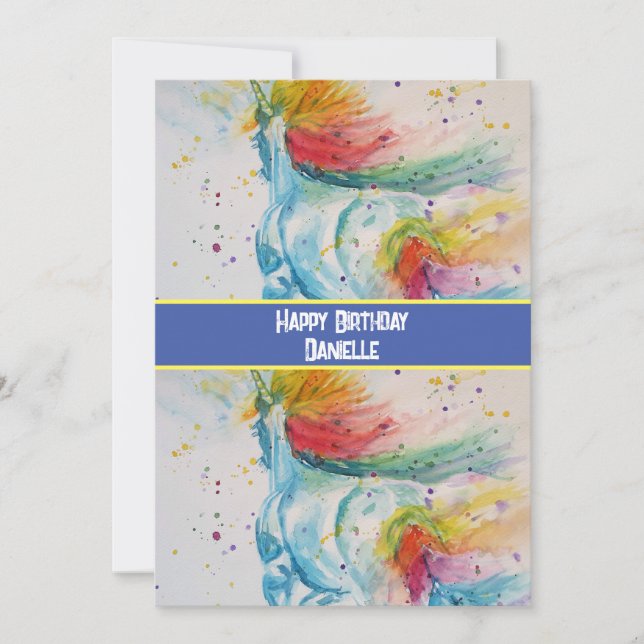 Unicorn Art Childs Girls Birthday Invitation (Devant)