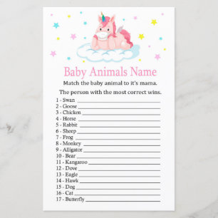 Unicorn Baby Animaux Nom Jeu