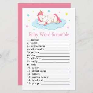 Unicorn Baby mot scramble jeu