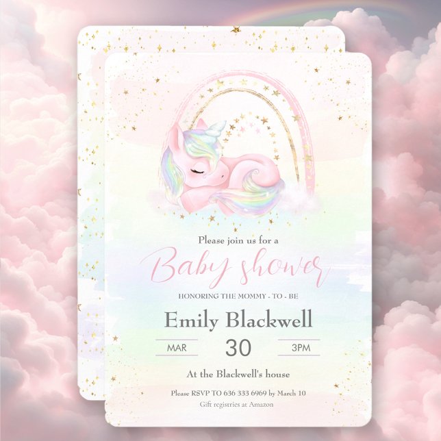 Unicorn baby shower bébé fille invitation douche (Unicorn baby shower baby girl shower invitati)