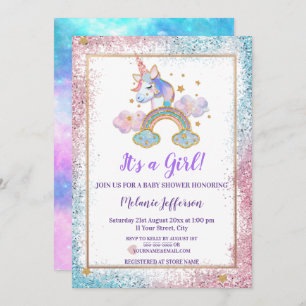 Unicorn Baby Shower Invitations