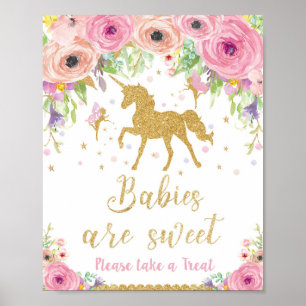 Unicorn Baby shower Traiter Faveur Signer Poster G