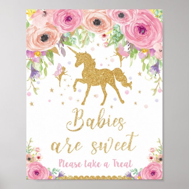 Unicorn Baby shower Traiter Faveur Signer Poster G (Devant)