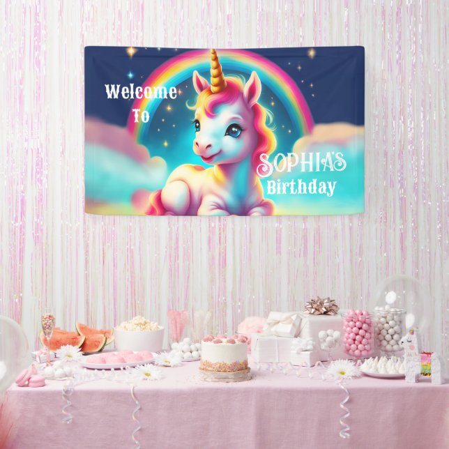 Unicorn Bienvenue au panneau de fête de bannières  (Fête)