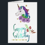 Unicorn Birthday Card<br><div class="desc">Unicorn Birthday greeting for kids,  get this on a bib,  T shirt</div>